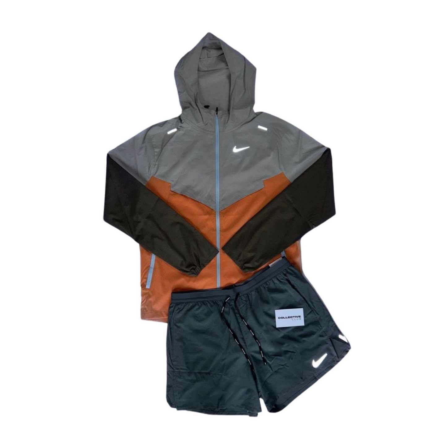 Orange & Iron Nike Windrunner/ grey flex stride set